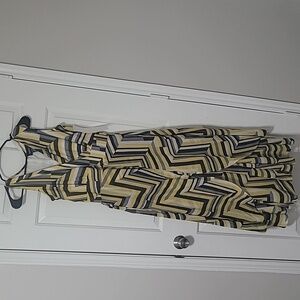 Ashro Women's Maxi Sleeveless Dress Abstract Geometric Yellow Black and White  8